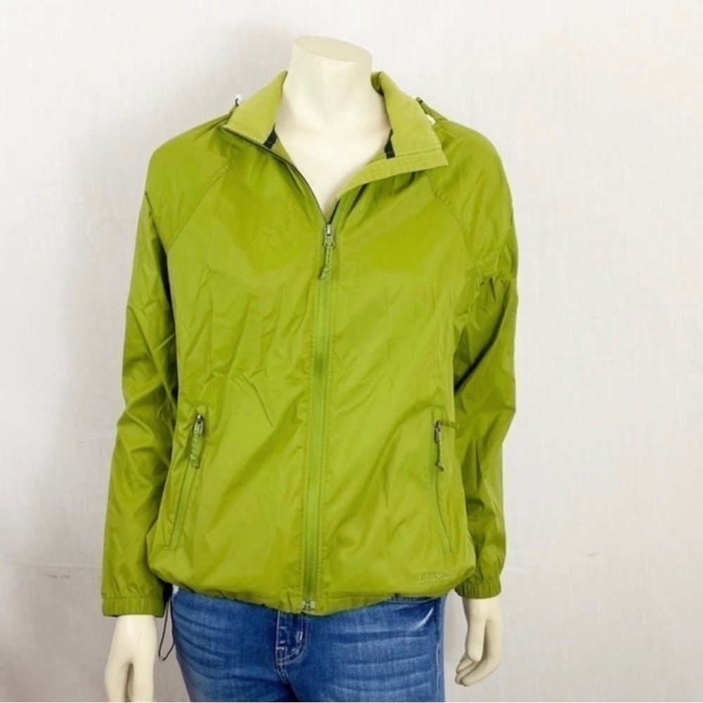 L.L Bean hooded rain jacket green zip up size XS - Picture 3 of 8